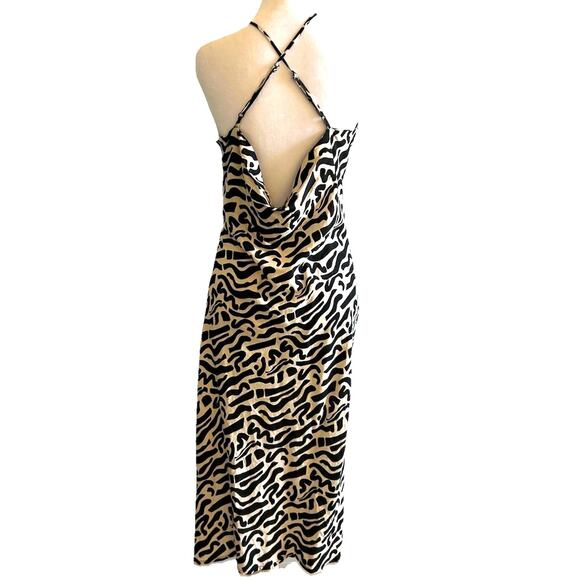 90s Slip Dress MIDI Med Geometric Animal Print Spaghetti Cocktail Party Babydoll - Picture 1 of 14